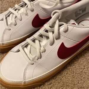 Nike White and Maroon Sneakers